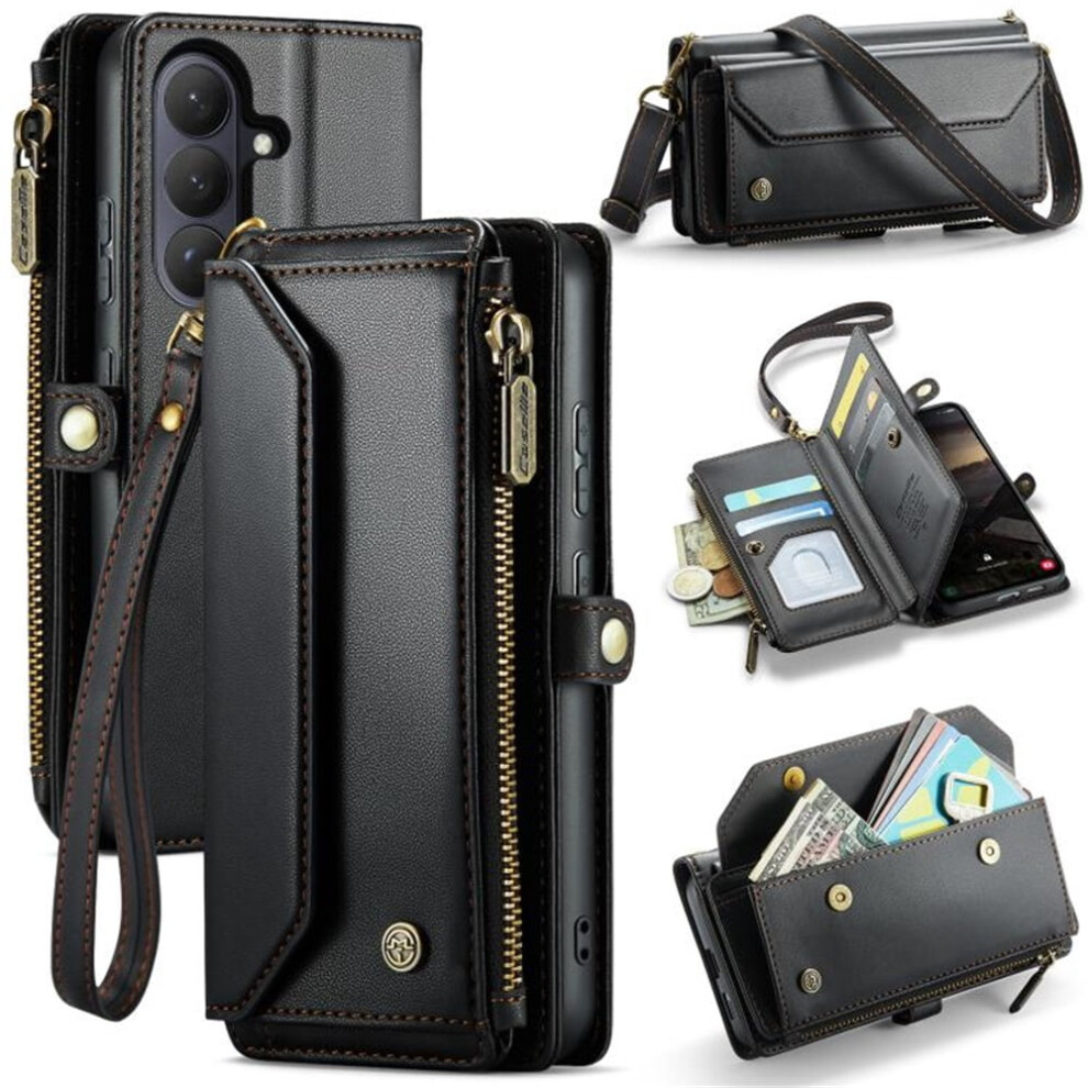 Caseme Leather Wallet Case For Compatible With Samsung Galaxy S26 Plus 5G Â Rfid Blocking, 10-Card Holder, Zipper Bills Slot, Magnetic Wrist Strap, 9353595693968