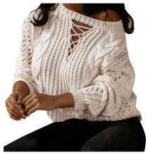 Oversized Women's Sweater Long Sleeve Solid White