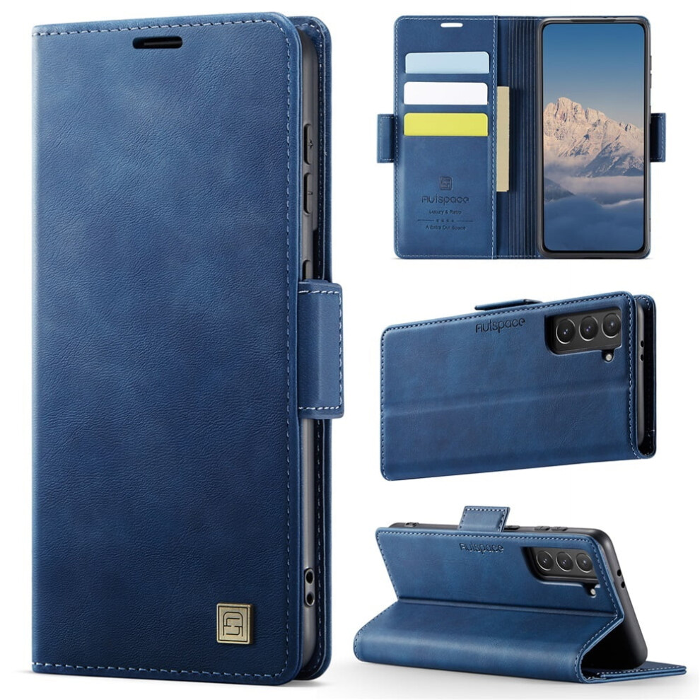 Autspace Magnetic Wallet Phone Case For Compatible With Samsung Galaxy S21 Fe 6.4", Shockproof Leather Flip Case With Card Holder Blue 9353595694309