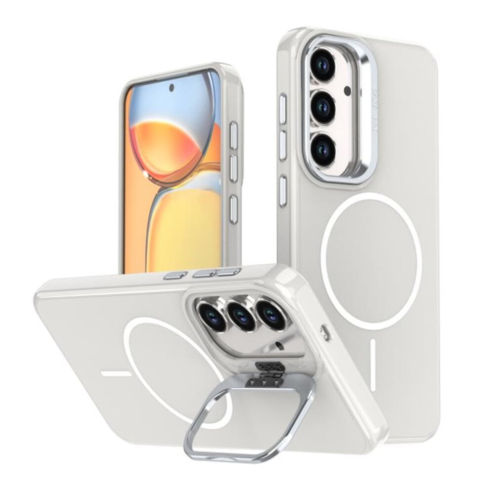 Slim Frosted Magsafe-Compatible Case For Samsung Galaxy S24 Fe 5G Â Shockproof Tpu With Metal Camera Protection & Kickstand, White 9327961781399