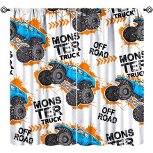 Rideaux occultants Monster Truck avec motif de voiture de course bleue