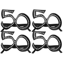 EXHUMKY Number 50 Glitter Frame Novelty Eyewear for Birthday Party Decor 4Pairs