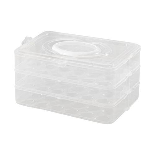 Clearance Egg Holder for 72 Eggs,3-Layer Plastic Egg Container,Deviled Egg Tray with Handle Lid,Devil Egg Holder for Refrigerator,Kitchen
