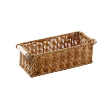 Woven Rattan Storage Basket for Toilet Tank, Bathroom Vanity, Coffee Table – Narrow Organizer Bin
