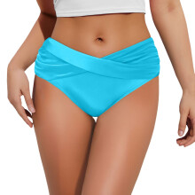 Women's Twist Bikini Bottoms Moderate High Cut Ruched