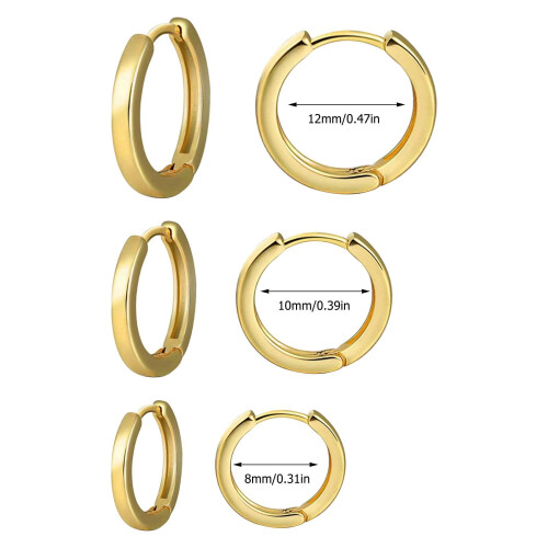 O-Shaped Zircon Micro Stud Earrings 6-Pair