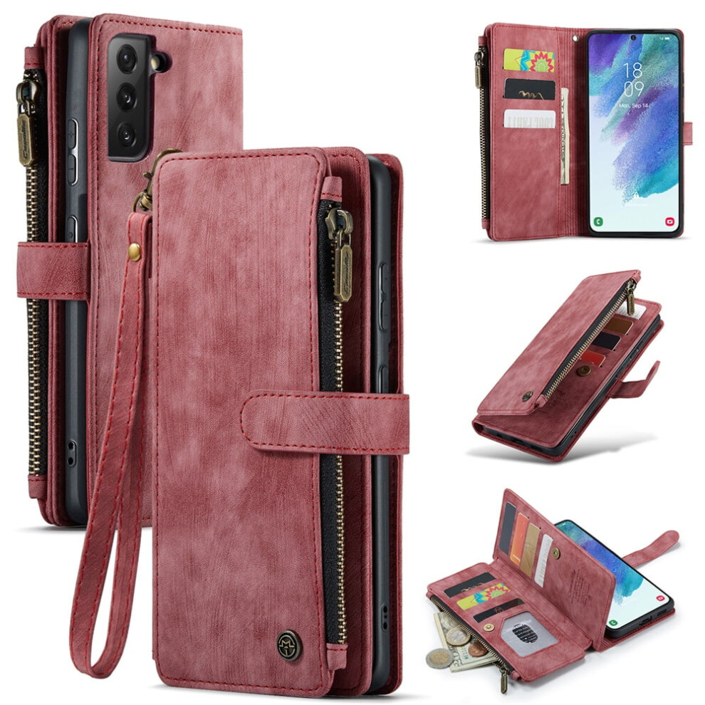 Caseme Wallet Case For Compatible With Samsung Galaxy S21 Fe Â Pu Leather Magnetic Flip, Lanyard Strap, Zipper Card Holder, 6.4-Inch 9353595695306