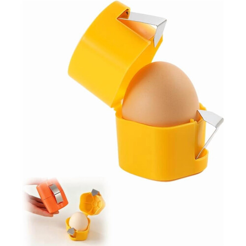 Upgraded Egg Shell Opener (2026), Stainless Steel Egg Cracker for Hard-Boiled & Raw Eggs – Yellow