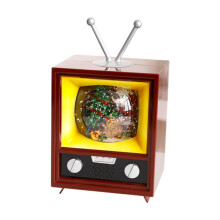 Wooden Christmas TV Sculpture Mini Figurine