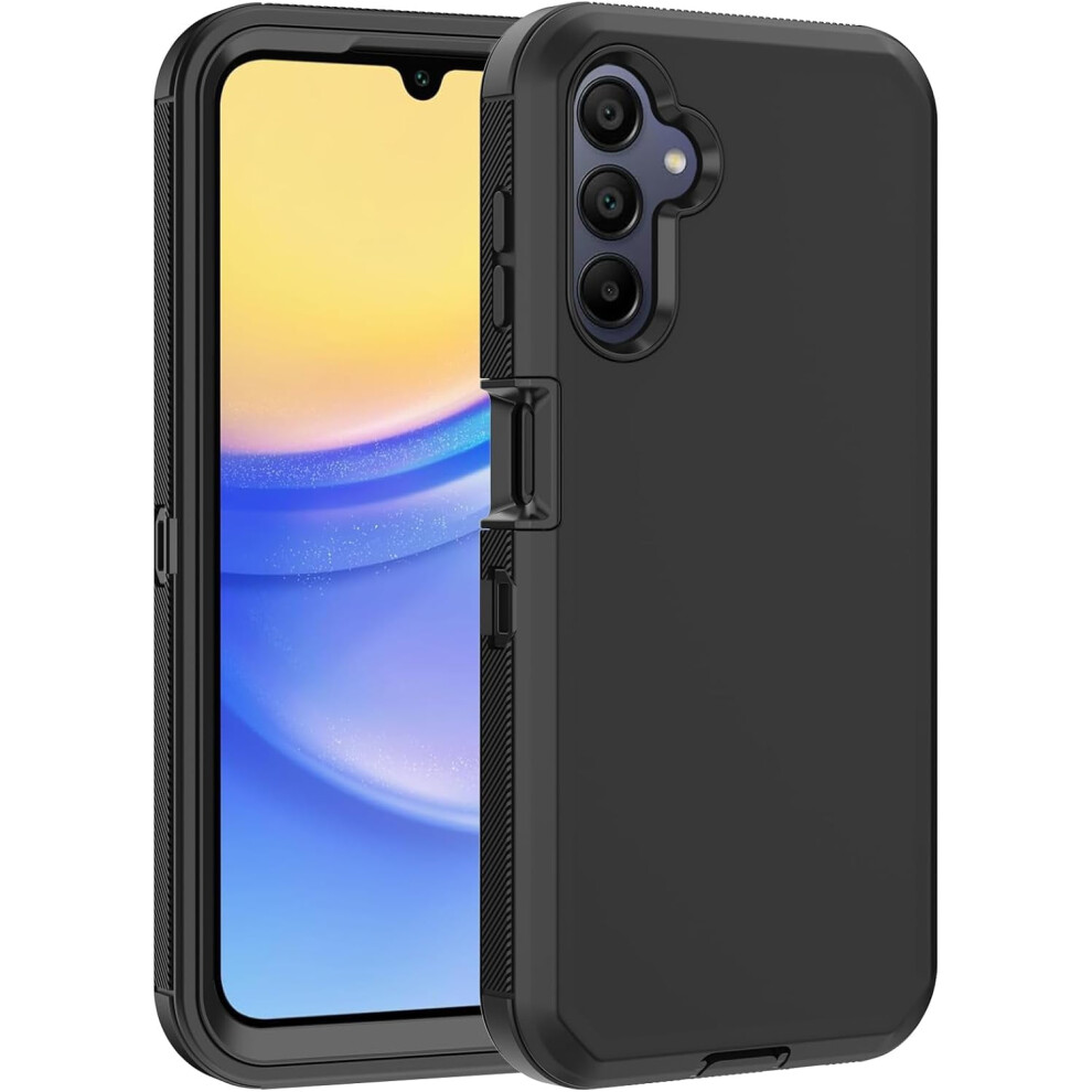 Samsung Galaxy A15 5G Case Â Heavy-Duty Dual-Layer Drop Protection With Built-In Screen Protector (Black) Black 9353595695948