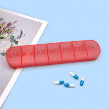 XiYing Portable Weekly 7 Day Pill Organizer Box with Individual Lids, 7 Compartments for Daily Medication Storage, 8.62X2.09X0.91 Inches, 1-Pack