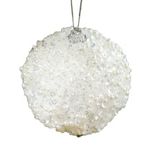 Glitter Christmas Ball Ornaments for Christmas Tree Decor Hanging Balls White