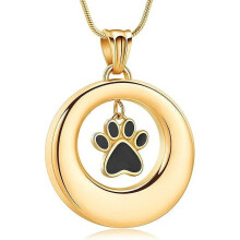 Circle of Life Pet Memorial Urn Necklace with Paw Print – Stainless Steel Ashes Holder, Compatible with Pet Ashes