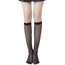 Knee High Stockings, Fishnet Stockings for Women, Sheer Stockings, Black Lace Hollow Mesh Socks, Long Socks for Women, M One Size
