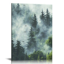 Large Size Canvas Wall Art For Living Room Farmhouse Wall Decor For Bedroom Fashion Wall Poster Fog forest Scenery Pictures Artwork 16x20 in