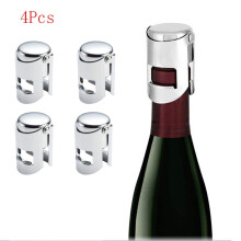 4Pcs Stainless Steel Champagne Stopper Sparkling Wine Bottle Plug Sealer for Kitchen