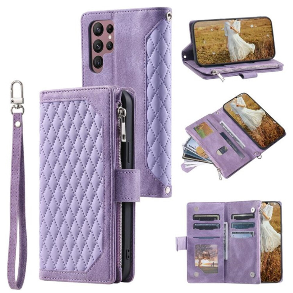 Pu Leather Flip Wallet Case For Samsung Galaxy S26 Ultra 5GâCompatible With S26 Ultra 5G, 6-Card Slots, Kickstand, Wrist Strap, Lanyard & Purple 9327961782693