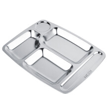 Reusable Stainless Steel Dishes, Stainless Steel Divided Plate Set for Kids & Adults, Dishwasher Safe Stackable Plates, Portion Control Trays for