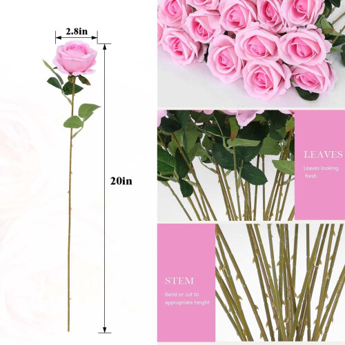 Artificial Roses Velvet Silk White 60 pcs 1