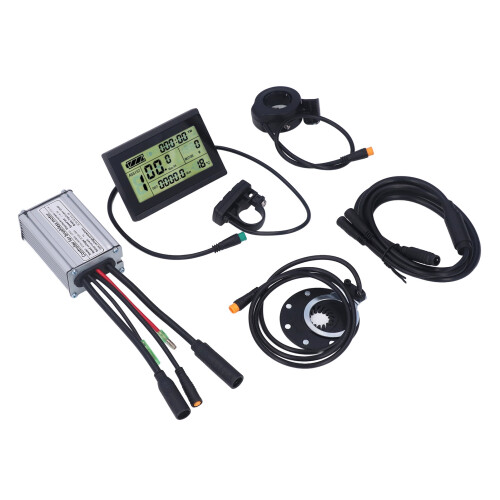 Controlador de voltagem compatível com bicicletas elétricas: 36V a 48V, com display LCD, motor brushless, proteção de bateria e função de luz 1