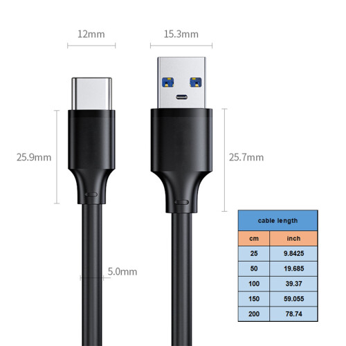 Καλώδιο ευθυγράμμισης δεδομένων USB υψηλής ταχύτητας USB3 σε Type C, πλαστικό καλώδιο 2