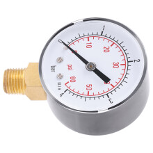 Mini manómetro con carcasa exterior metálica, cubierta de esfera transparente, manómetro de doble escala de 0-4 bar / 0-60 psi para aire, aceite y