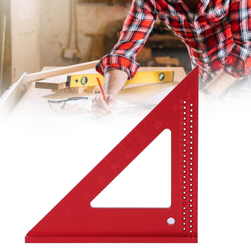 45/90Degree Marking Tool for Woodworkers, Aluminum Triangular Ruler with Hole Scribing Ruler Functionality, Woodworking Hole Scribing Gauge with 1