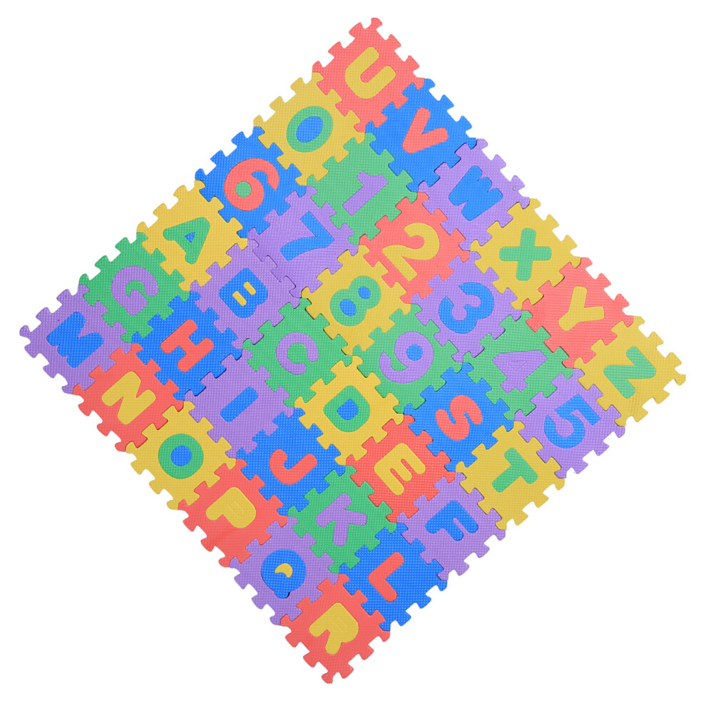 36PCS Soft EVA Foam Play Mat with Numbers & Letters, 65x65cm Kids Crawling Toy