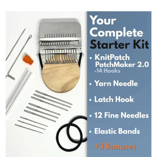 Patchmaker 2.0 Kit – Mini Loom with 14 Hooks, Compatible with Patchmaker Loom Accessories 2