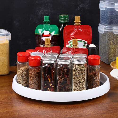 3Pcs Condiment Holder Rotatable Plastic Spice Rack For Kitchen Countertop 1