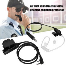 Akoestische buis walkie talkie oortelefoon bewakingsheadset met microfoon, zachte siliconen oordopjes, duurzaam PU-materiaal, keelmicrofoon,