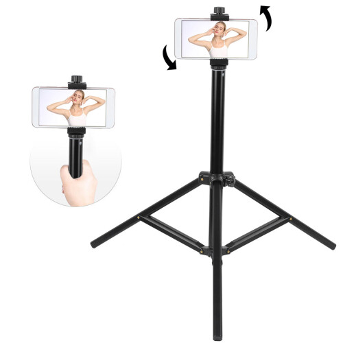 Adjustable Height Tripod, Wireless Bluetooth Remote Control Enabled Selfie Stick Tripod with Universal Phone Holder, 5-Section Foldable Design for 1