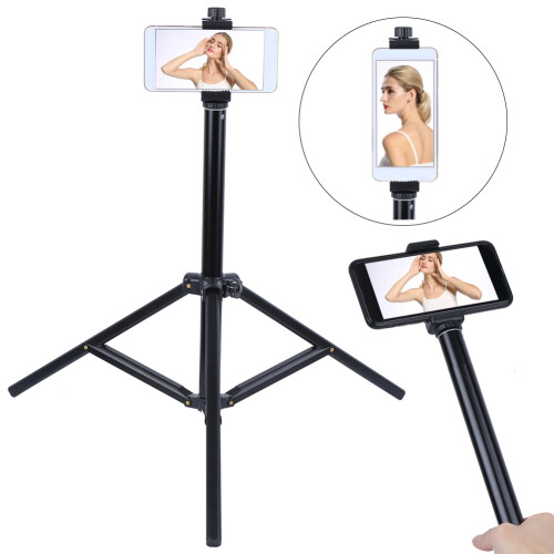 Adjustable Height Tripod, Wireless Bluetooth Remote Control Enabled Selfie Stick Tripod with Universal Phone Holder, 5-Section Foldable Design for 2