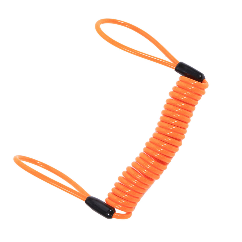 Motorcycle Disc Lock Reminder Coil Cable 1.25M, Anti-Theft Security Orange 8741393049406
