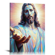 Tablou pe pânză vintage cu Isus dă-mi mâna – Poster religios creștin, compatibil cu decorul bisericii, camerei de zi și sufrageriei