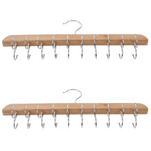 2er-Set Garderobenständer aus Holz mit Haken, platzsparend, für Kleiderschrankaufbewahrung, Khaki