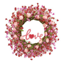 Novedades 2026: Flores artificiales para exteriores con temática de "amor", corona de flores artificiales, decoración de pared para bodas, adorno