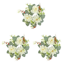 Conjunto de 3 Anéis de Vela Artificiais Pequenos com Formato de Flor para Casamento, Natal e Decoração de Casa – Compatíveis com Velas Cônicas