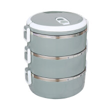 Portapranzo rotondo a 3 strati in acciaio inox, 71 oz, isolato e a prova di perdite, portatile, facile da pulire, ideale per cibi caldi,