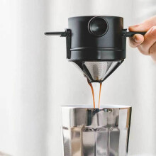 Koffiefilter met roestvrijstalen filter, herbruikbaar en wasbaar, draagbaar, papierloos, geschikt voor op reis.