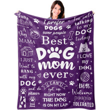 Mosslink Dog Mom-filt – 60x80 tum, mjuk filt för hundälskare, födelsedags-/jul-/mors dag-present till kvinnor (kompatibel med djurälskare)