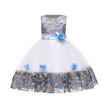 Mädchenkleid ärmellos Pailletten Prinzessinnenkleid Kleinkind Hochzeits- Geburtstagspartykleid Blau 3-4 Jahre
