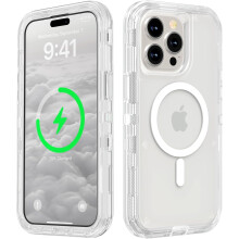 Gennemsigtigt MagSafe-cover kompatibelt med iPhone12 og iPhone12Pro – trelags, stødsikkert, faldsikkert, krystalklart