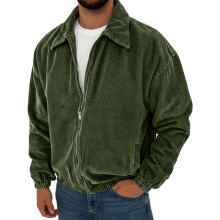 Miesten vintage-samettivapaa pitkähihainen taskullinen takki, armeijanvihreä, XXXL