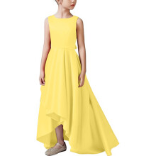 Vestidos de dama de honor junior de manga corta, vestido de niña de las flores con cuello cuadrado, vestido de gasa de corte A, vestido de gala