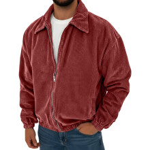 Herrjacka i vintage-stil med långärmad ficka, röd, XXL