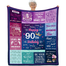 90-årsdagsfilt för kvinnor – 60x80 tum, presenter till 90-årig kvinna, presenter till 90-åringar, kompatibel med all inredning