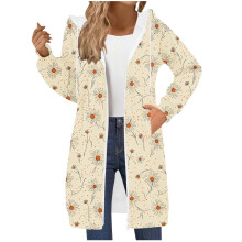 Sudaderas tipo túnica largas con cremallera para mujer, estilo oversize, con estampado, informales y de manga larga, con cordón ajustable.