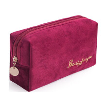 Make-uptasje van flanel voor dames – Ruime organizer met ritssluiting voor cosmetica, zachte reistas voor kwasten, lippenstift en toiletartikelen