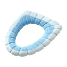 Protège-siège de toilette en tissu doux, épais, chaud, extensible et lavable, 30 cm (12 pouces), bleu